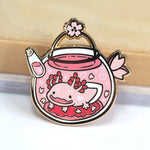 Metal Enameled Pin - Axolotl Tea