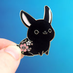 Metal Enameled Pin - Black Bunny