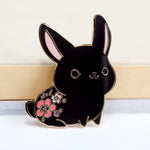 Metal Enameled Pin - Black Bunny