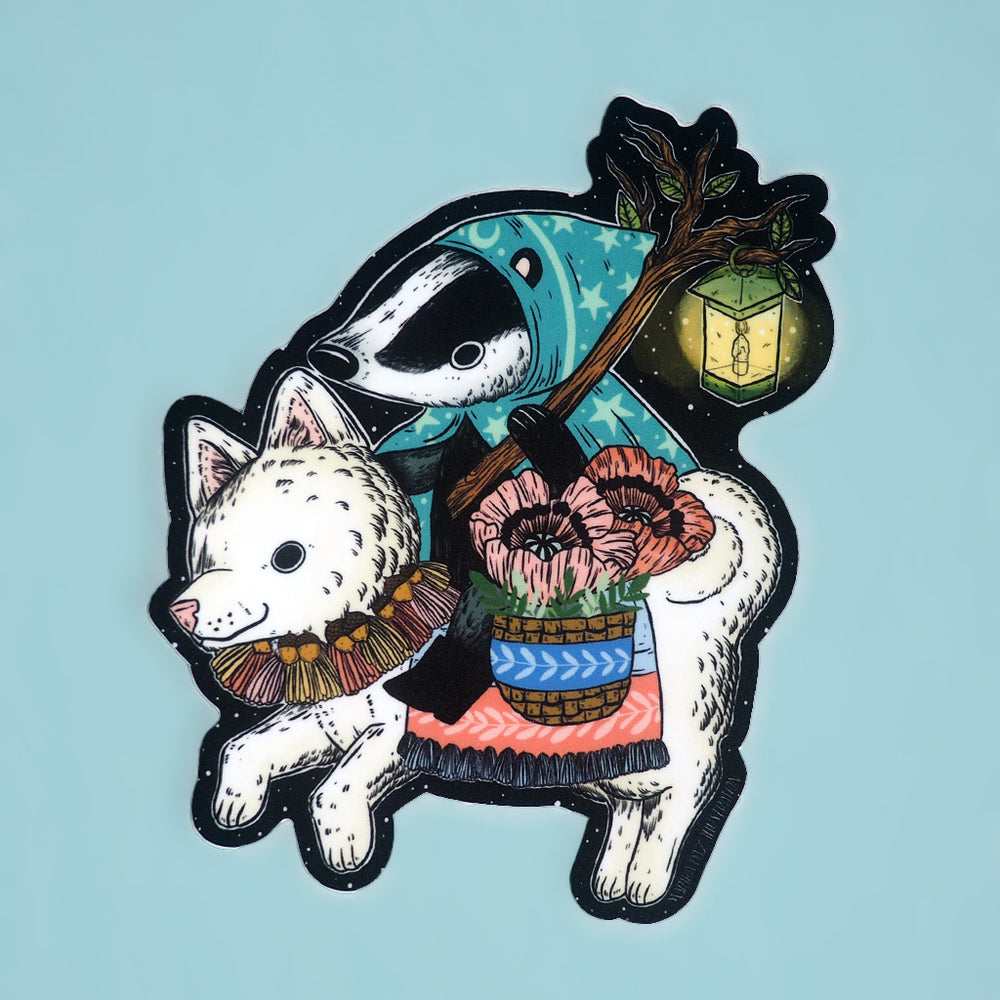
            
                Load image into Gallery viewer, Adventure Friends Badger &amp;amp; Shiba - Deluxe Vinyl Sticker
            
        