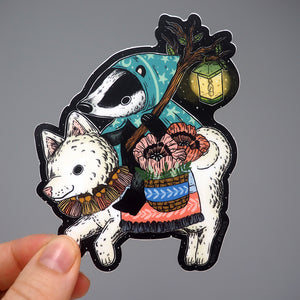
            
                Load image into Gallery viewer, Adventure Friends Badger &amp;amp; Shiba - Deluxe Vinyl Sticker
            
        
