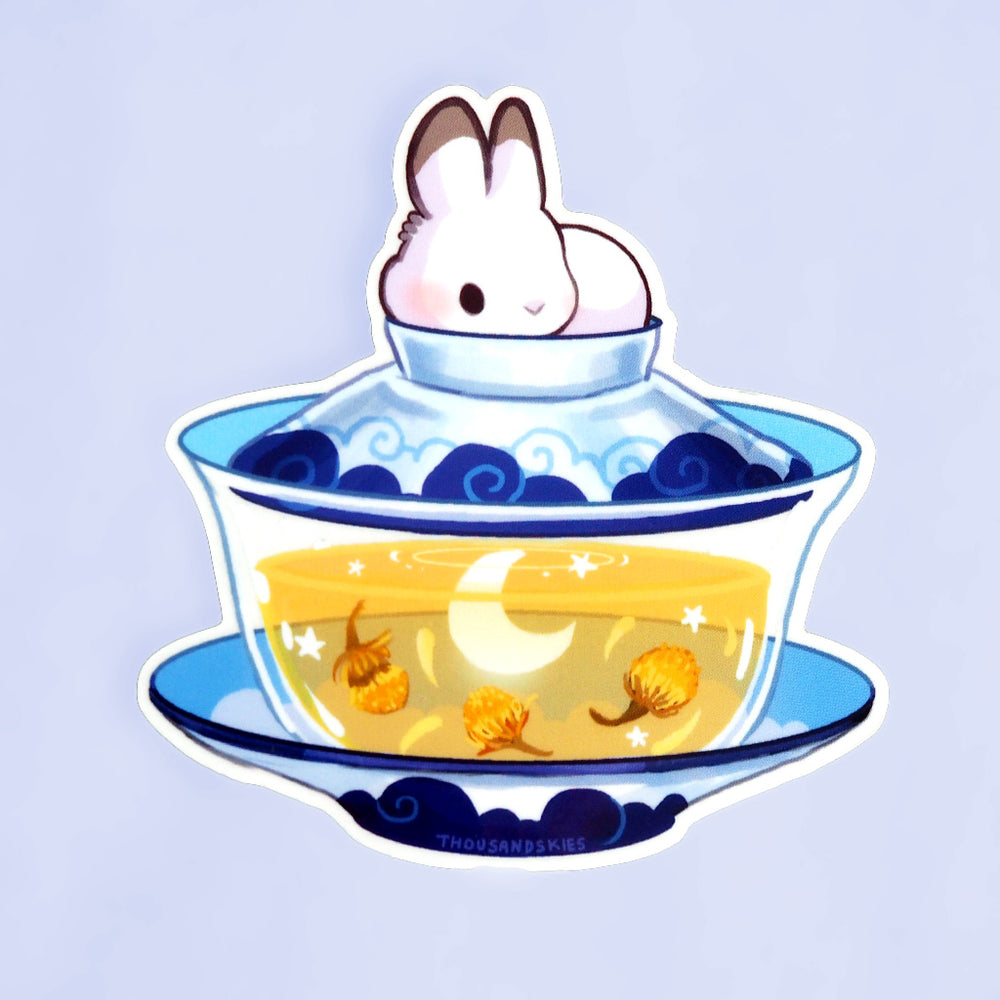 
            
                Load image into Gallery viewer, Vinyl Sticker (Transparent) - Gaiwan - Bunny Chamomile Tea
            
        