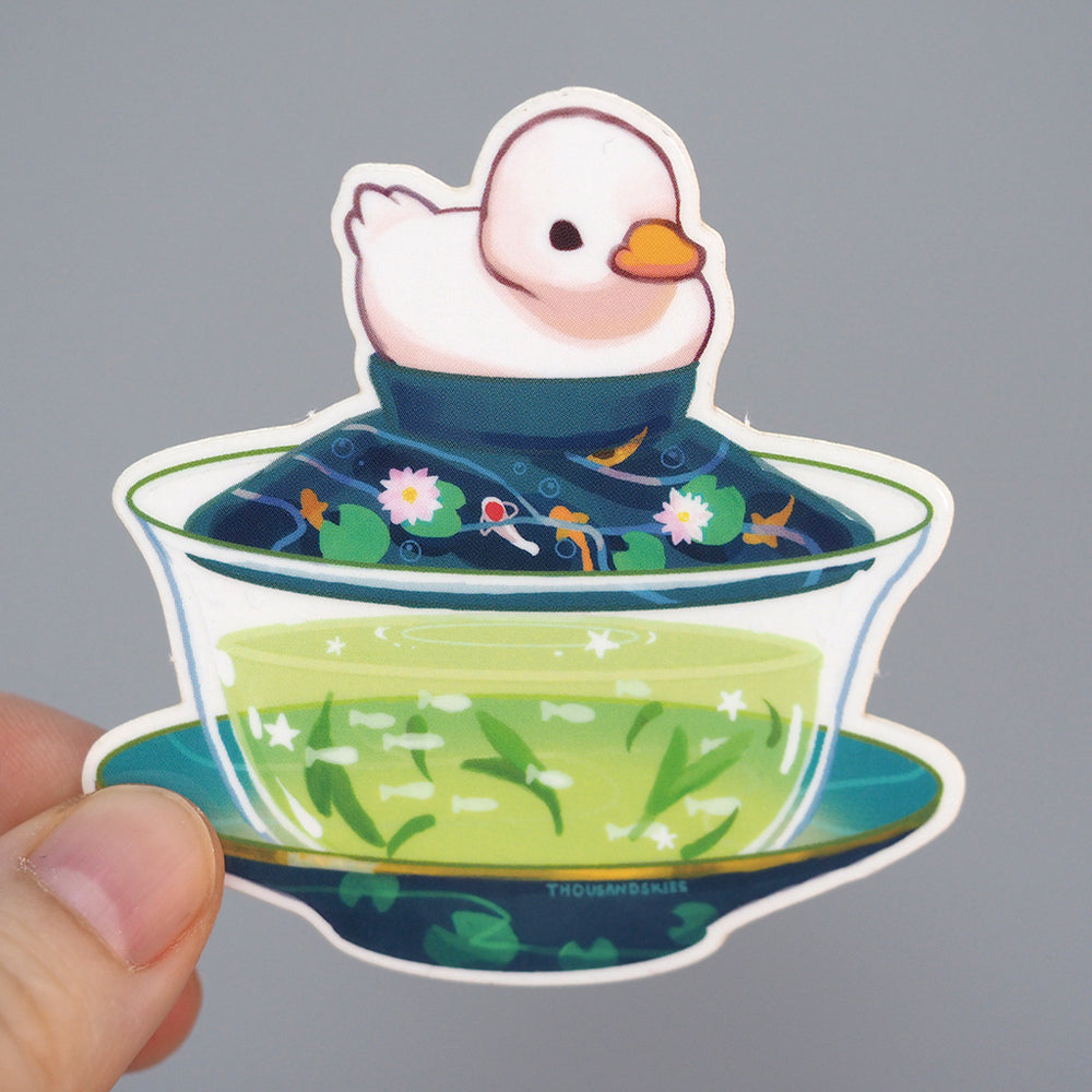 
            
                Load image into Gallery viewer, Vinyl Sticker (Transparent) - Gaiwan - Duck Green Tea
            
        