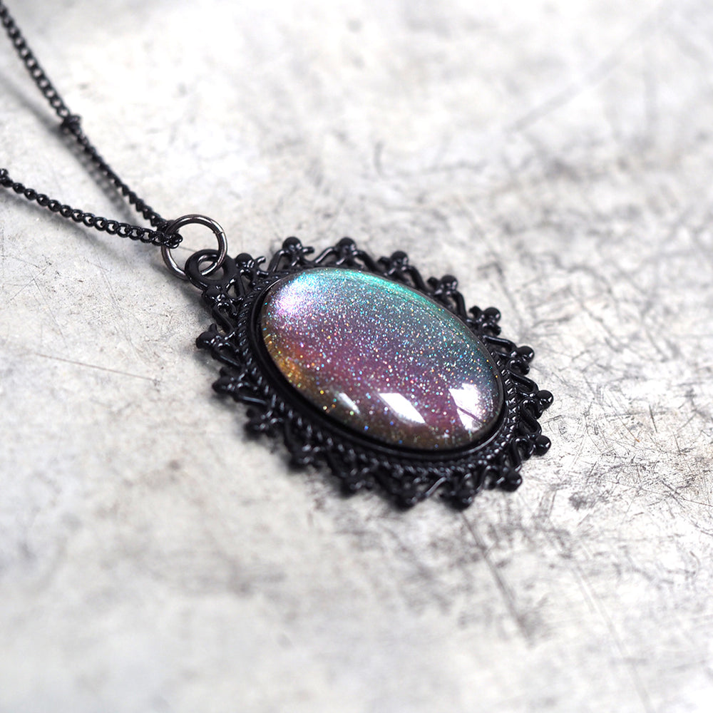 Black Cameo Necklace - Moon Magic