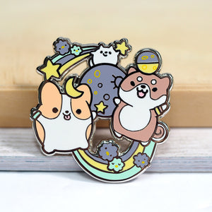 Metal Enameled Pin - Animals Chasing Starlight
