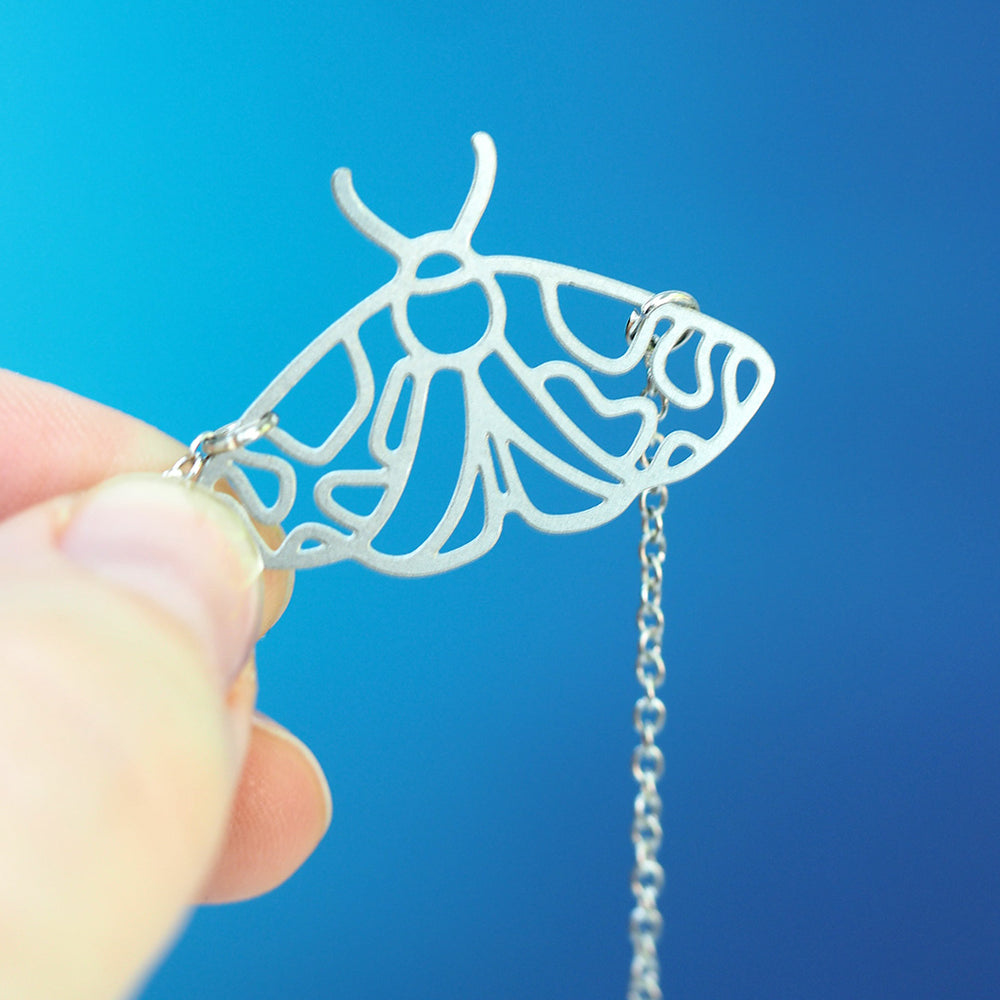 Silver Tiger Moth Necklace