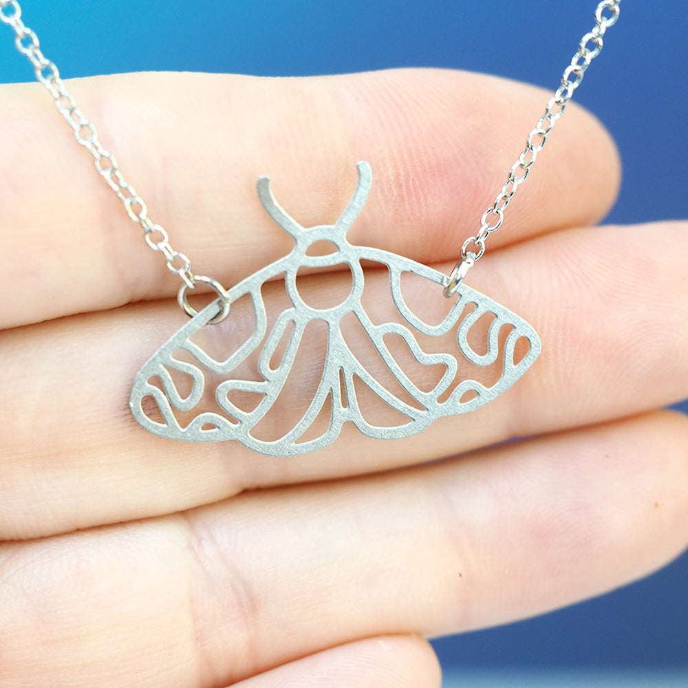 Silver Tiger Moth Necklace