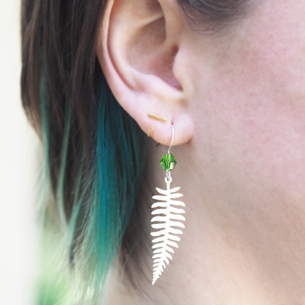 Silver Fern Leaf Earrings