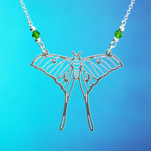 Silver Luna Moth Necklace