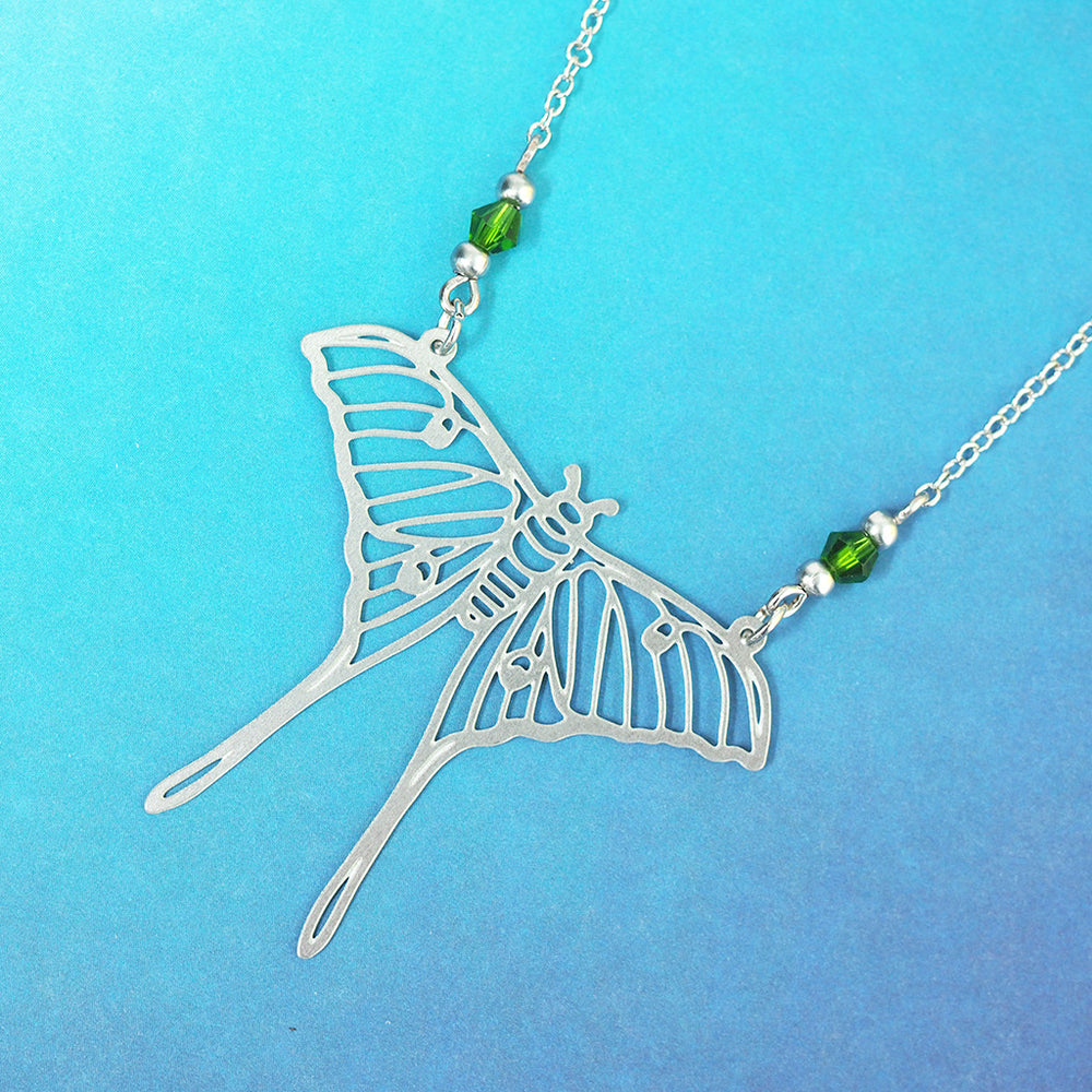 Silver Luna Moth Necklace