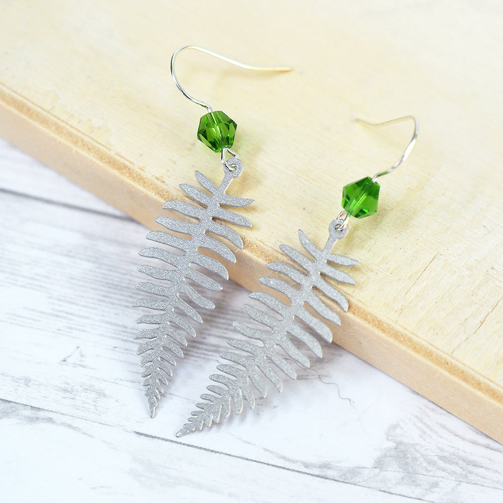 Silver Fern Leaf Earrings