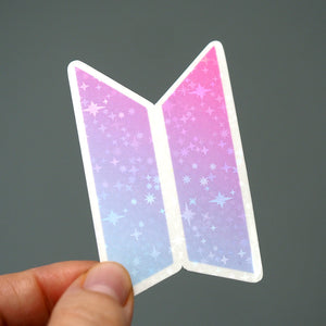 
            
                Load image into Gallery viewer, Sparkle Sticker - BTS Gradient Shield
            
        
