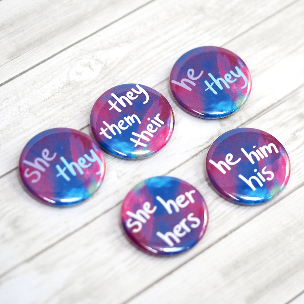 Pronoun Pin (She They, He They, She Her, They Them, He His) - Bright Tones