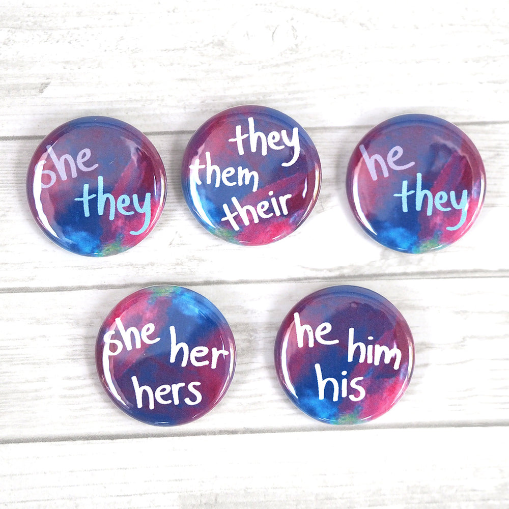 Pronoun Pin (She They, He They, She Her, They Them, He His) - Bright Tones