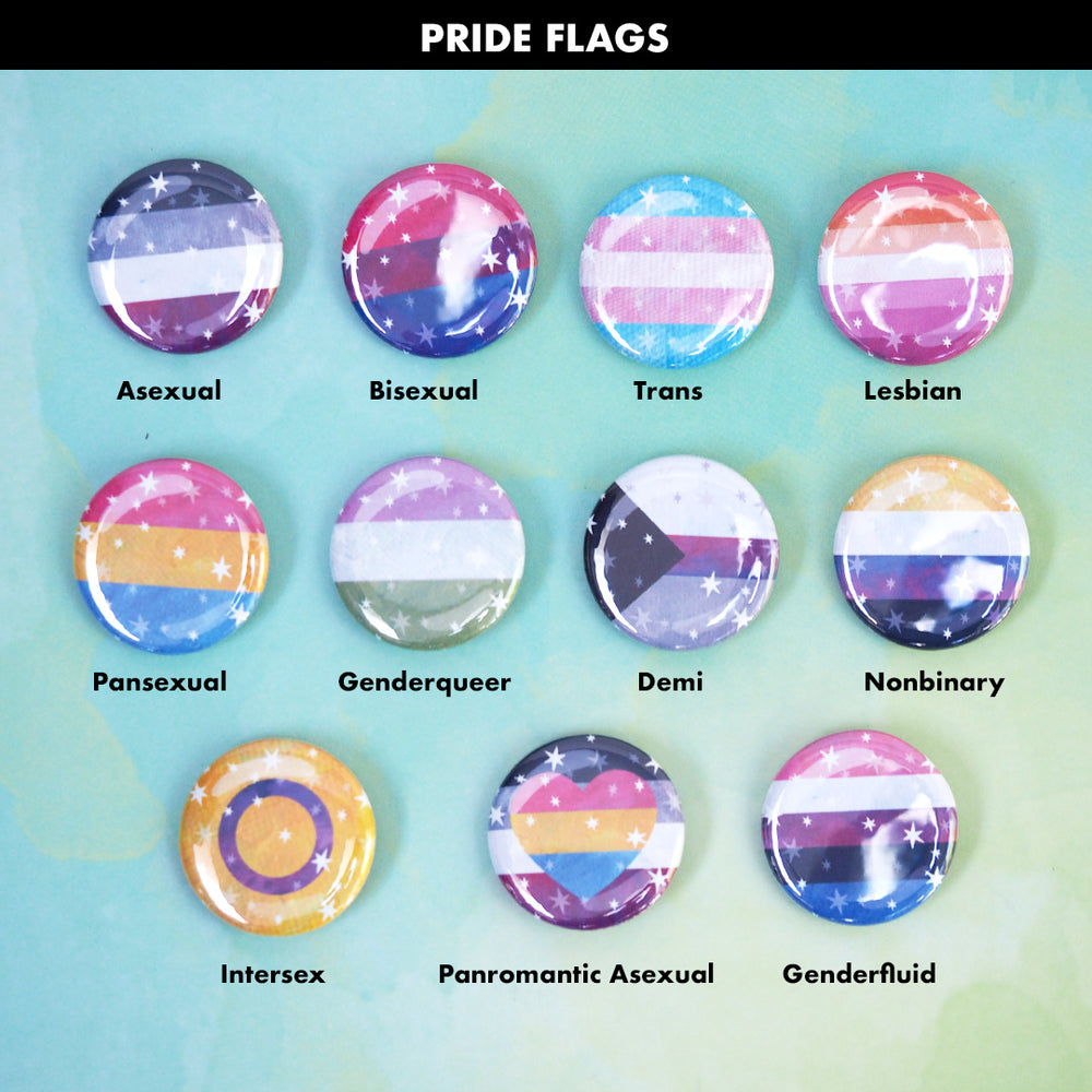 Starry Pride Flag Pins - Ace, Pan, Bi, Trans, Genderfluid, Genderqueer, Intersex, Demi
