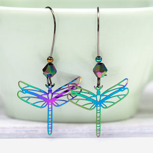 
            
                Load image into Gallery viewer, Rainbow Dragonfly Earrings
            
        