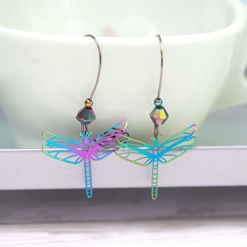 Rainbow Dragonfly Earrings