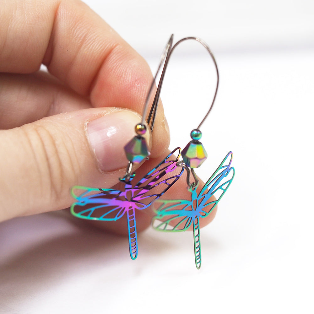 Rainbow Dragonfly Earrings