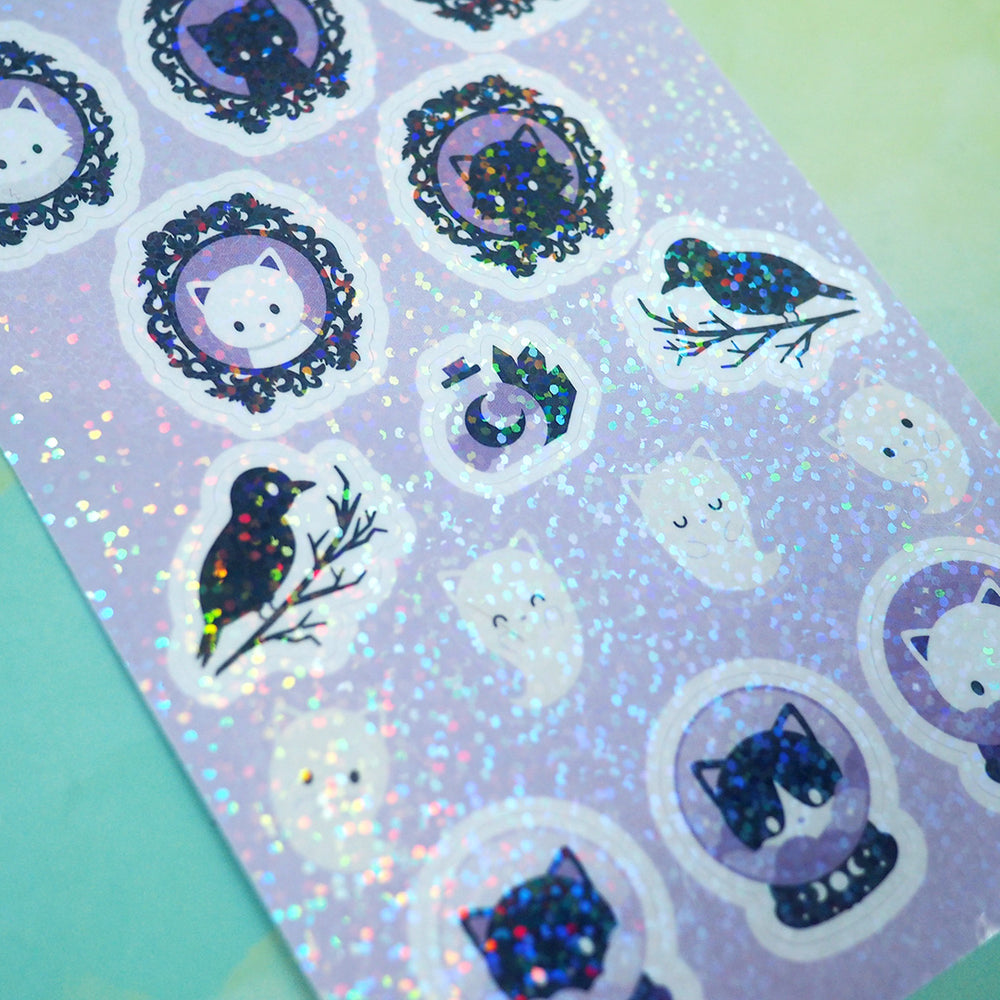 Sparkle Gothic Cat - Sticker Sheet