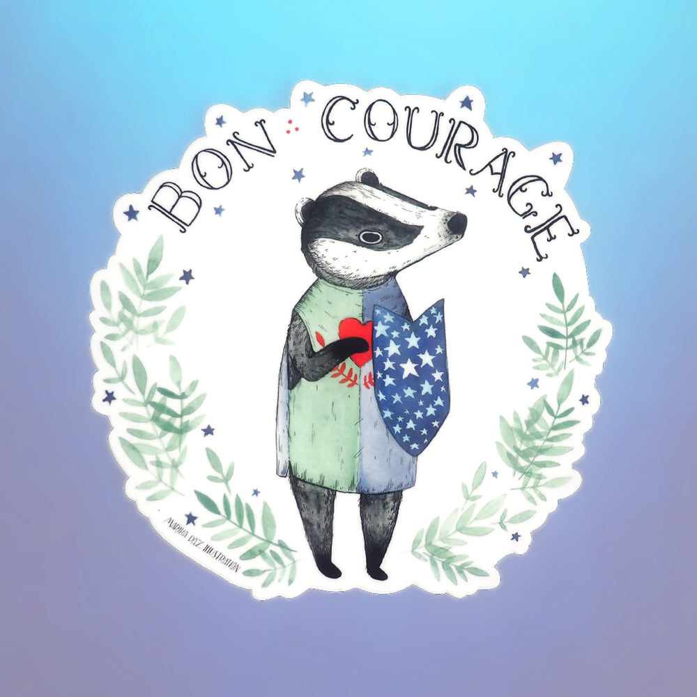 Bon Courage Badger - Deluxe Vinyl Sticker