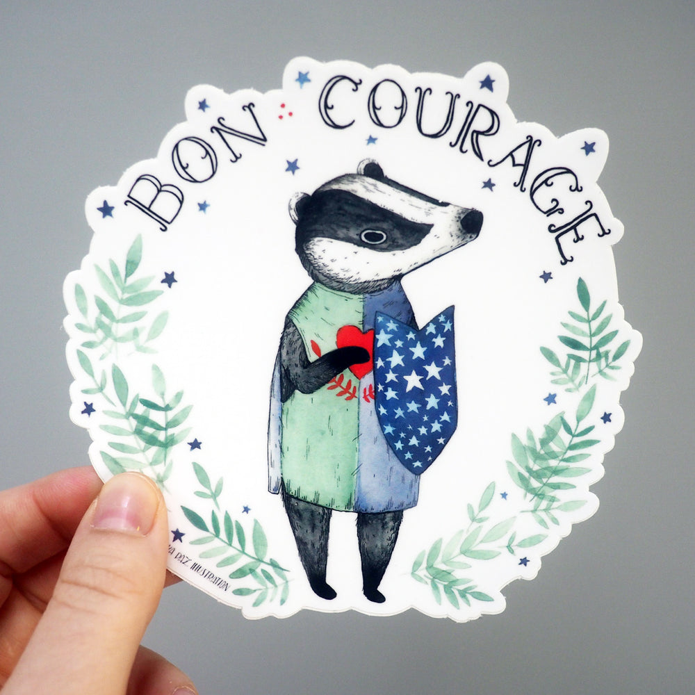 Bon Courage Badger - Deluxe Vinyl Sticker