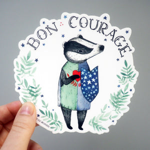 Bon Courage Badger - Deluxe Vinyl Sticker