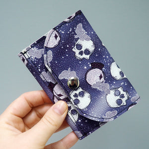 Handmade Mini Skulls Wallet - Moths & Crystal Balls