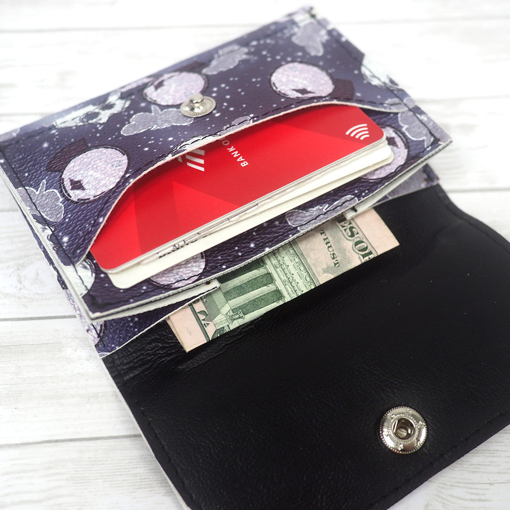 Handmade Mini Skulls Wallet - Moths & Crystal Balls