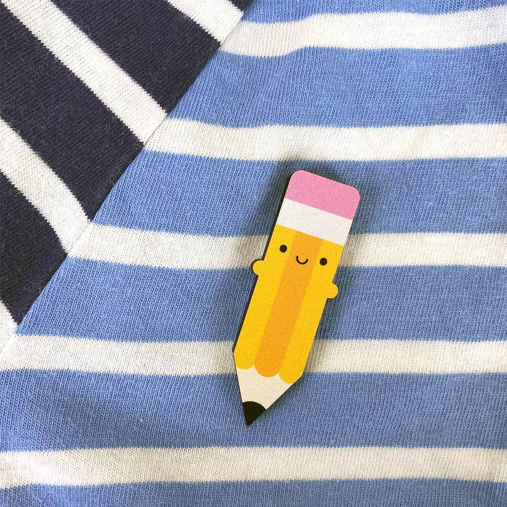Happy Pencil Wooden Pin