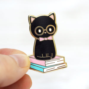
            
                Load image into Gallery viewer, Book Cat - Metal Enameled Pin
            
        