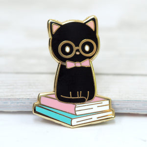 
            
                Load image into Gallery viewer, Book Cat - Metal Enameled Pin
            
        