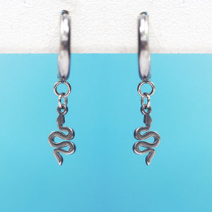
            
                Load image into Gallery viewer, Snake Hoop Earrings - Silver
            
        