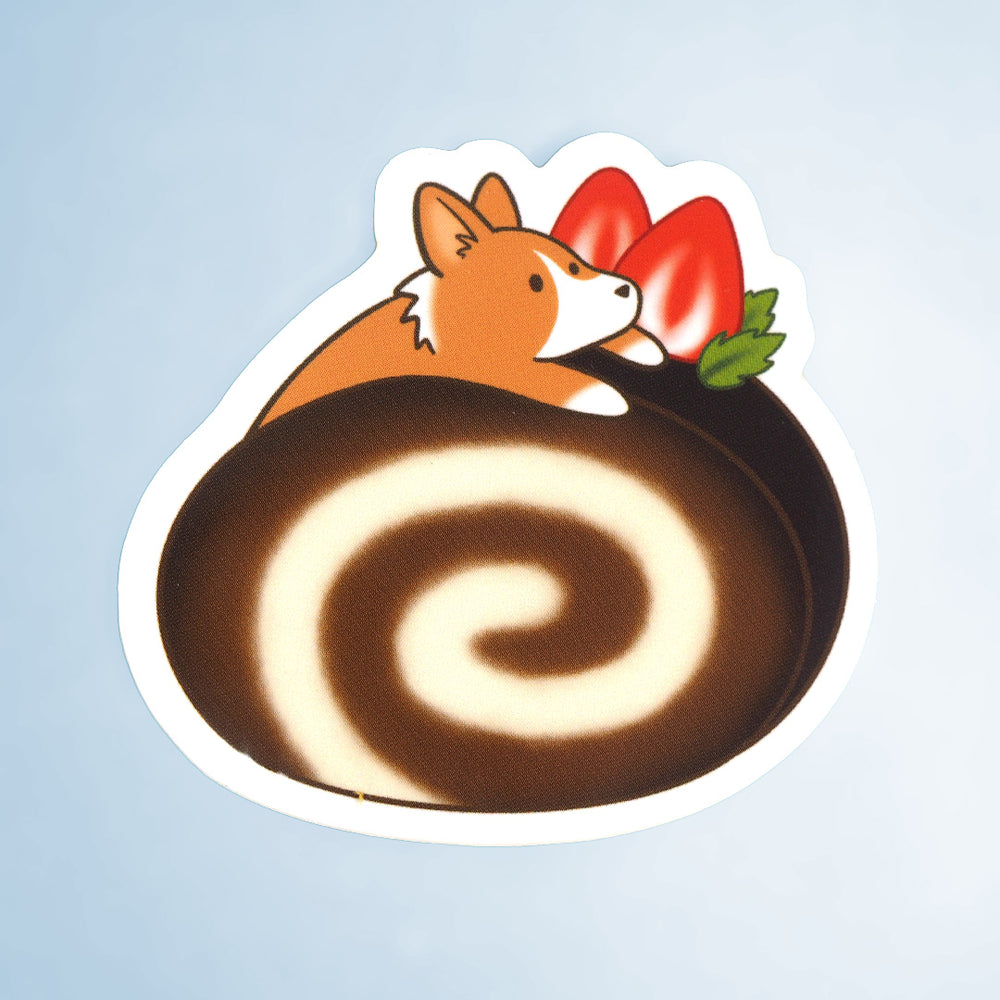 Chocolate Roll Cake Corgi - Vinyl Sticker