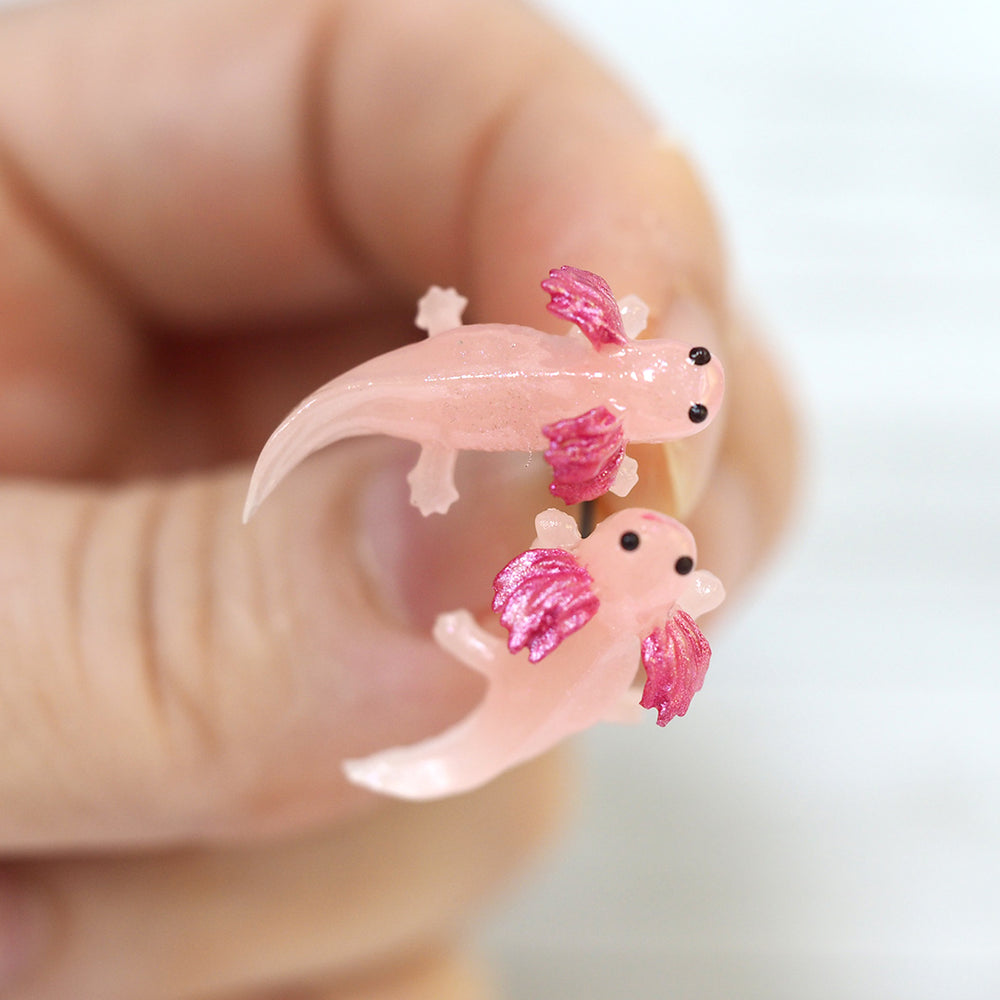 Axolotl Stud Earrings - Glow-in-the-dark