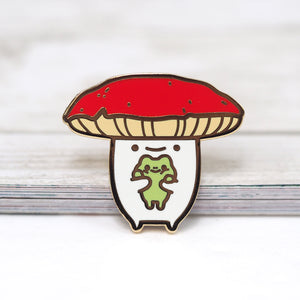Mushroom Buddy Froggy Hug - Metal Enameled Pin