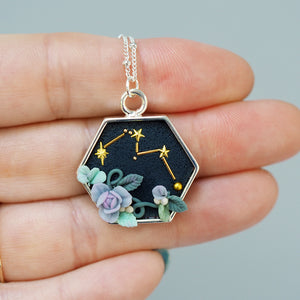 Constellation Hexagon Necklace - Casssiopeia