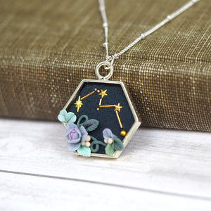 Constellation Hexagon Necklace - Casssiopeia
