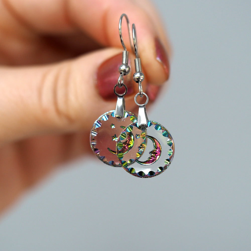 
            
                Load image into Gallery viewer, Vintage Glass Moon Earrings
            
        