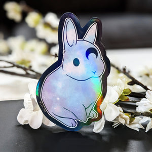 Rainbow Holographic Vinyl Sticker - Light Cosmic Bunny