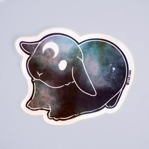 Rainbow Holographic Vinyl Sticker - Dark Cosmic Bunny