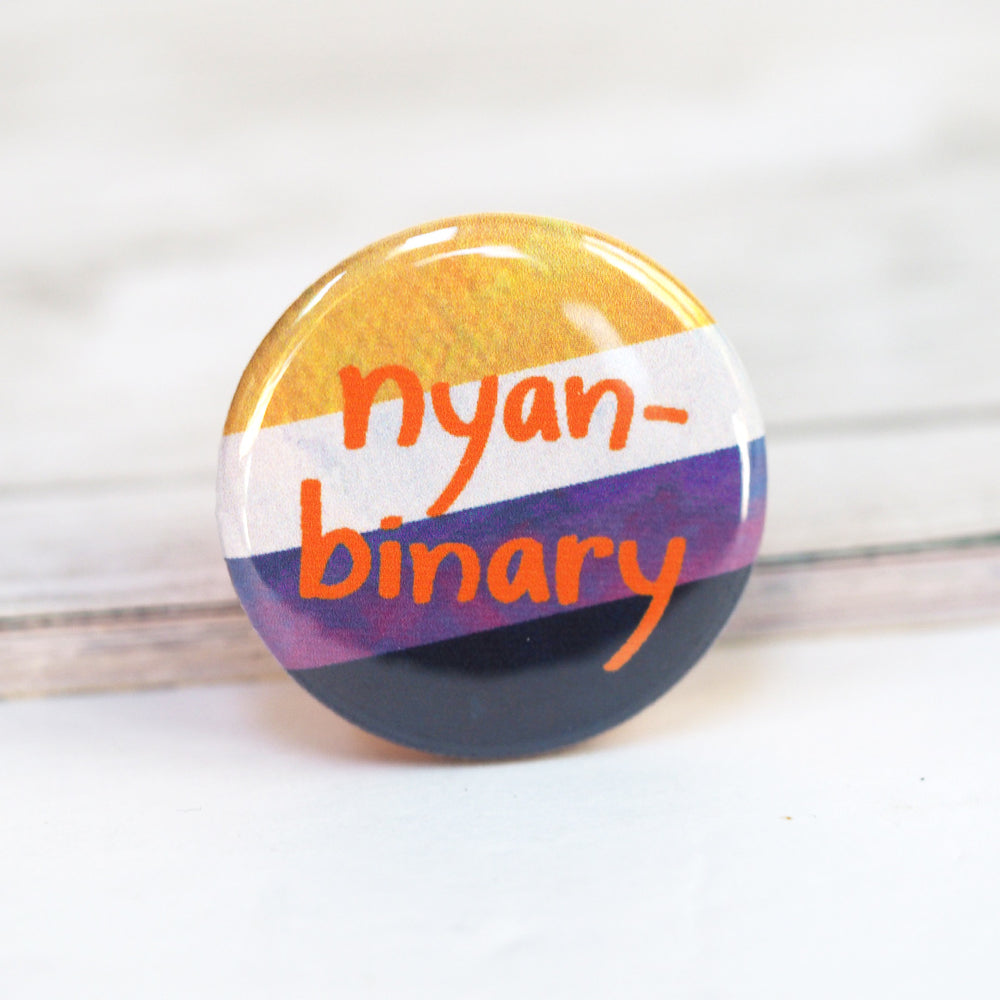 Nyan Binary Enby Pride Pin