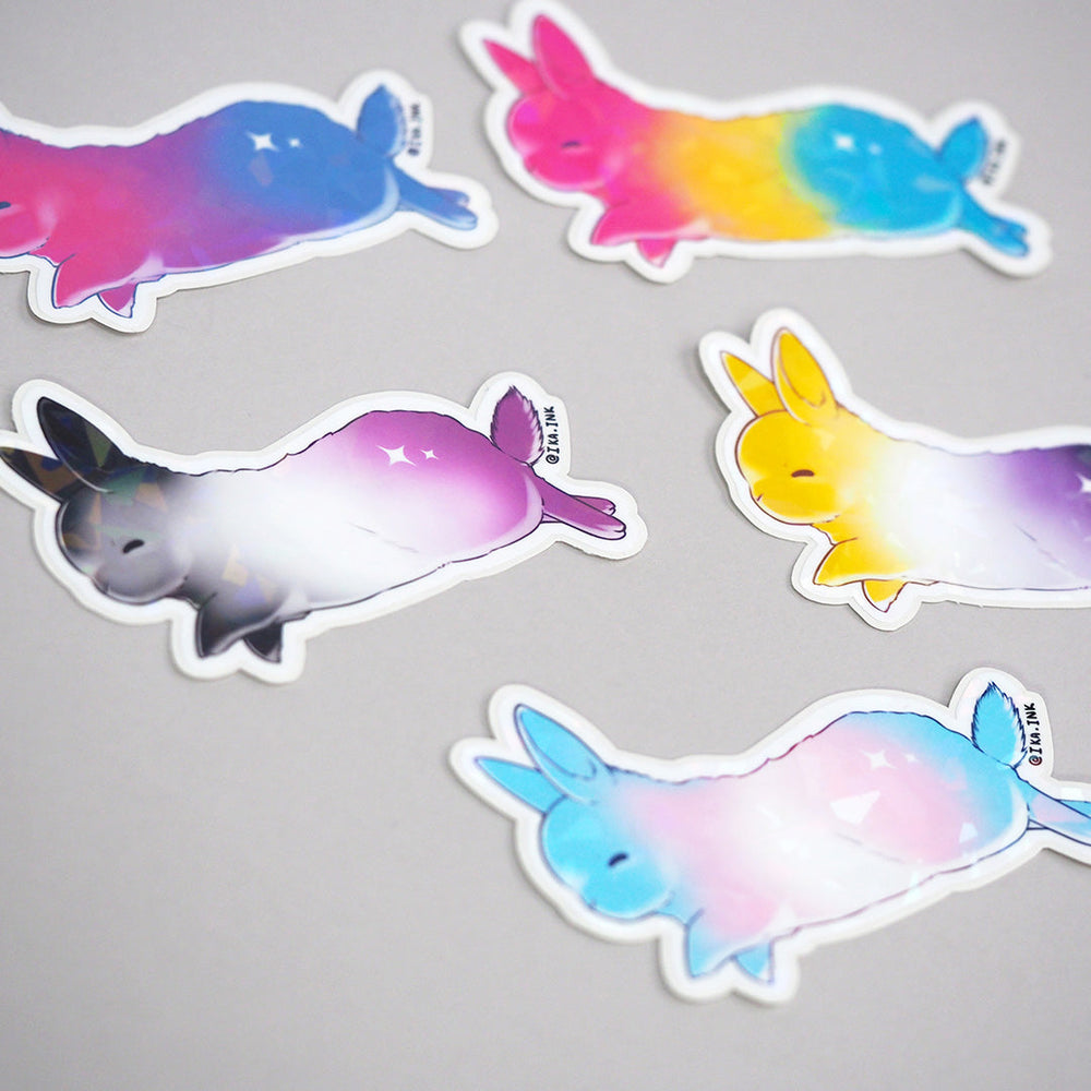 
            
                Load image into Gallery viewer, Asexual Pride Sparkle Bunny - Vinyl Sticker
            
        