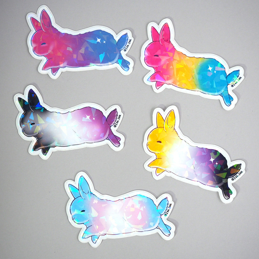 Non Binary Pride Sparkle Bunny - Vinyl Sticker