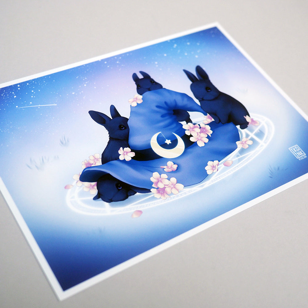 Signed Fine Art Print - Witch Hat Bunnies