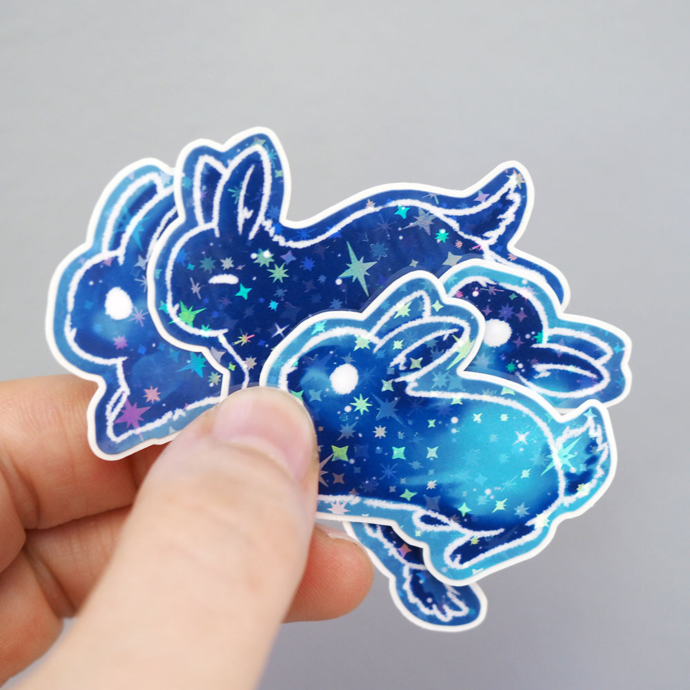 Holographic Galaxy Bunny Sticker Set