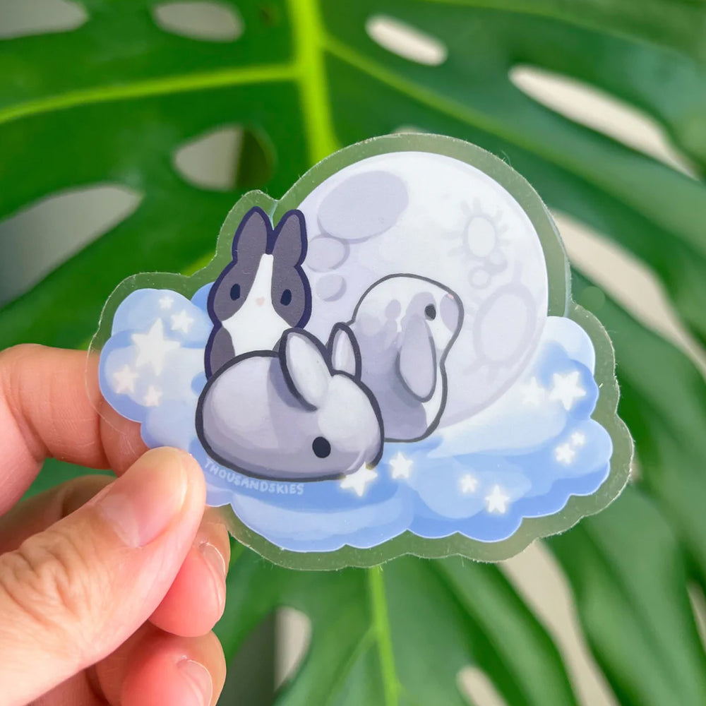 
            
                Load image into Gallery viewer, Vinyl Sticker (Transparent) - Silver Moon Bunnies
            
        