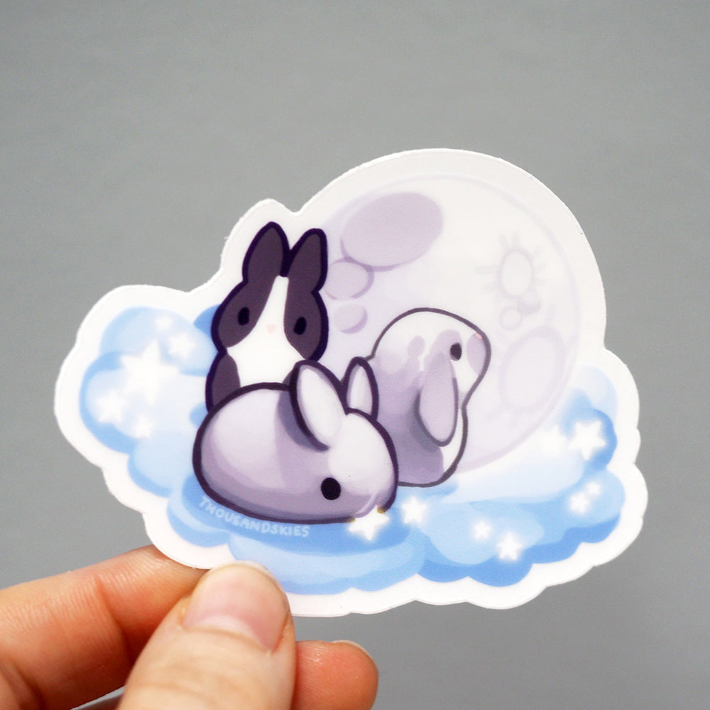 
            
                Load image into Gallery viewer, Vinyl Sticker (Transparent) - Silver Moon Bunnies
            
        