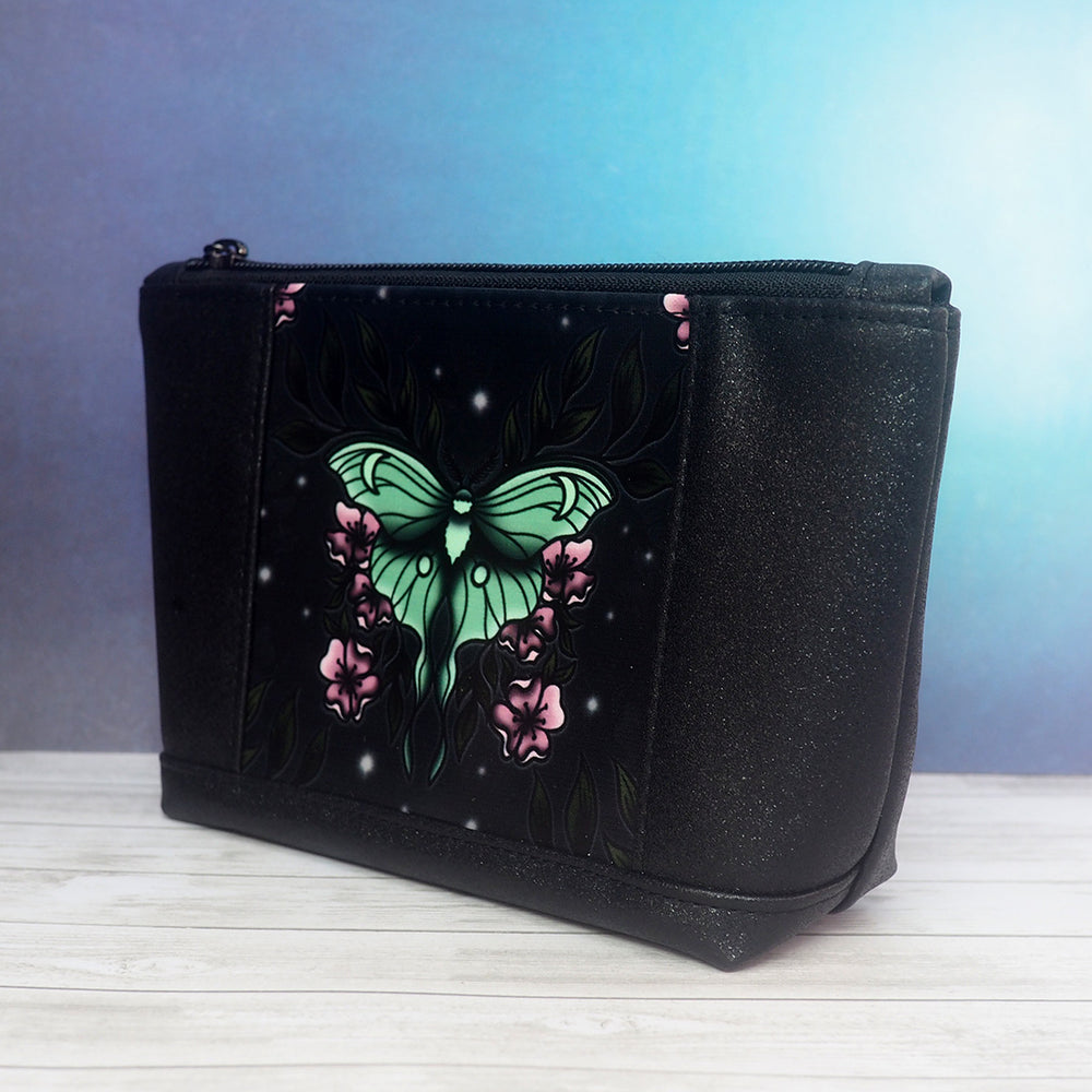 
            
                Load image into Gallery viewer, Limited Edition: Moth Zippered Travel Bag/ Cosmetics Carrier
            
        