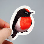 Bird Vinyl Sticker - Red Capped Robin