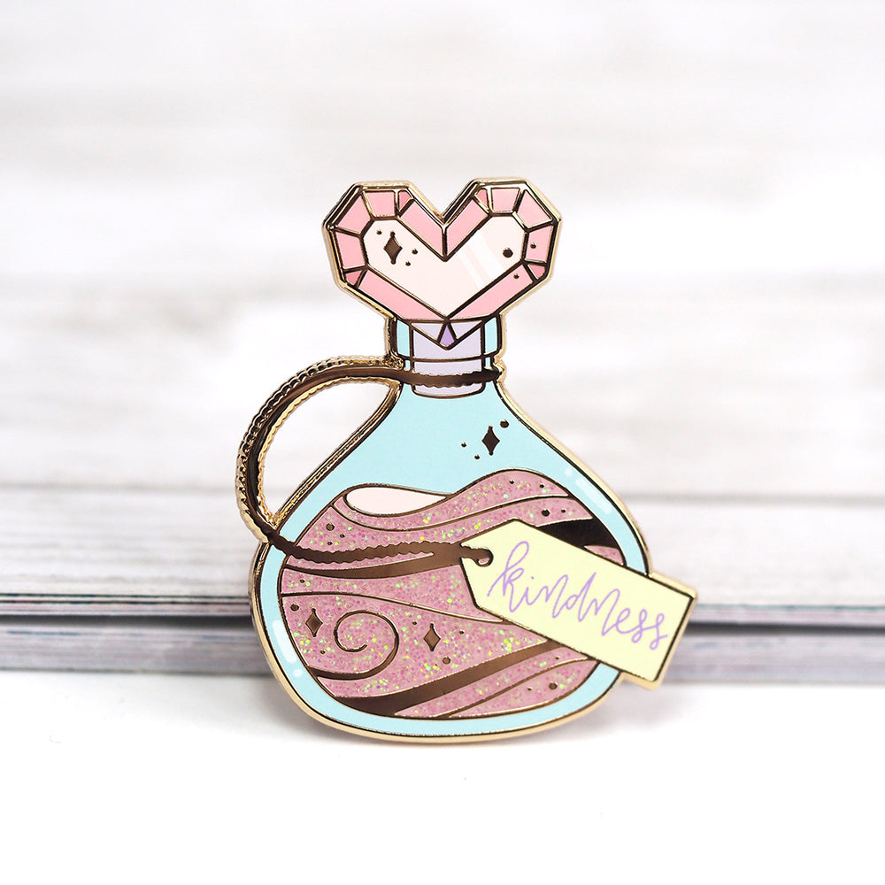 
            
                Load image into Gallery viewer, Kindness Potion - Glitter Metal Enameled Pin
            
        